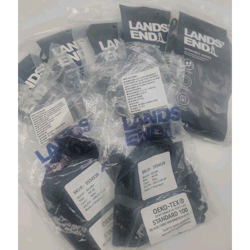 Big Lot Of 17 Lands' End Washable Reusable Face Masks One Size Fits All New!